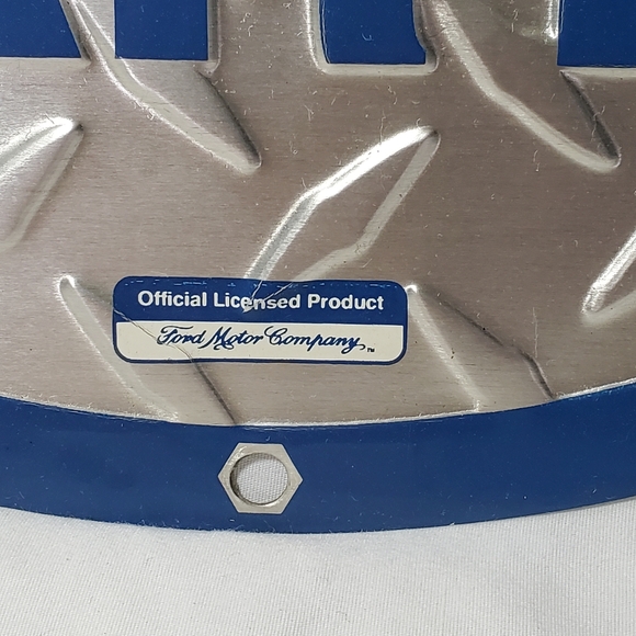Ford Genuine Parts Retro Distressed Diamond Plate Metal Sign, 12" Diameter - Picture 2 of 3